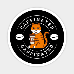 Funny Tiger Drinking Coffee Magnet